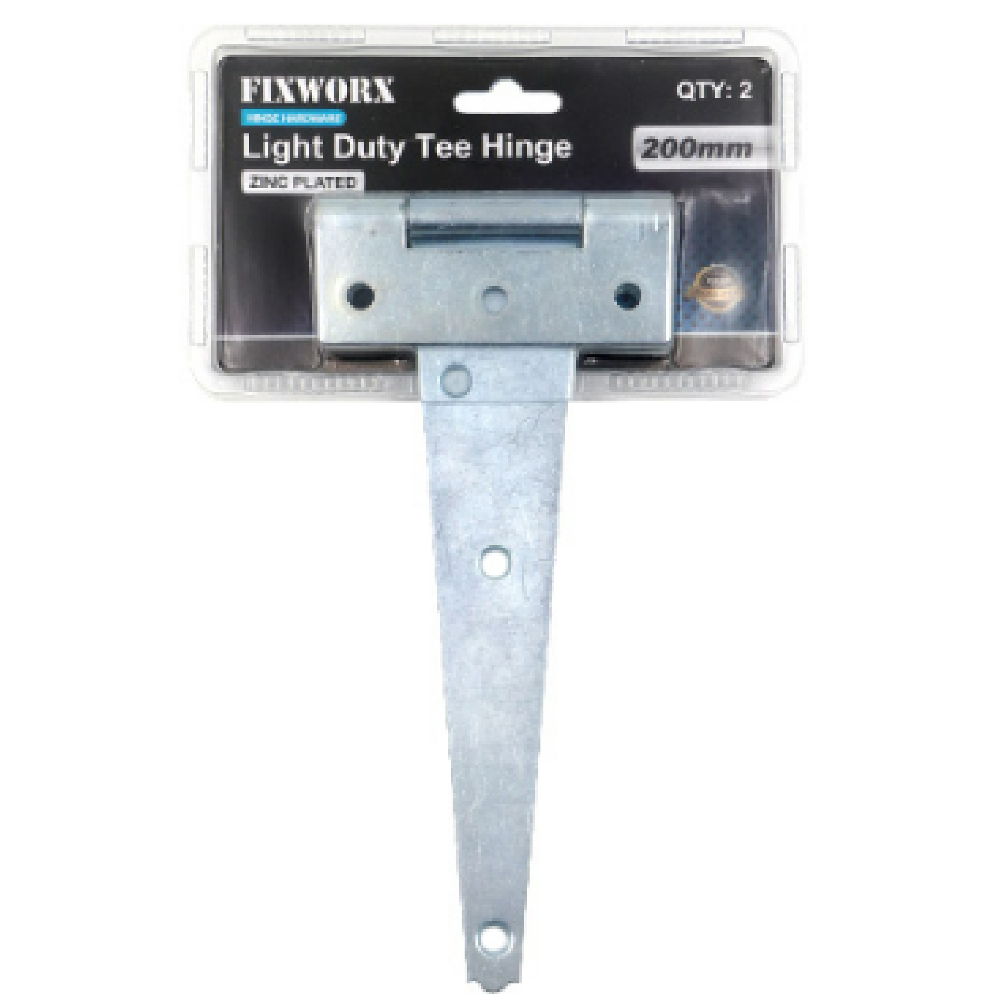 Fixworx Hinge T Light L/Duty ZP 8" (200mm) CD2