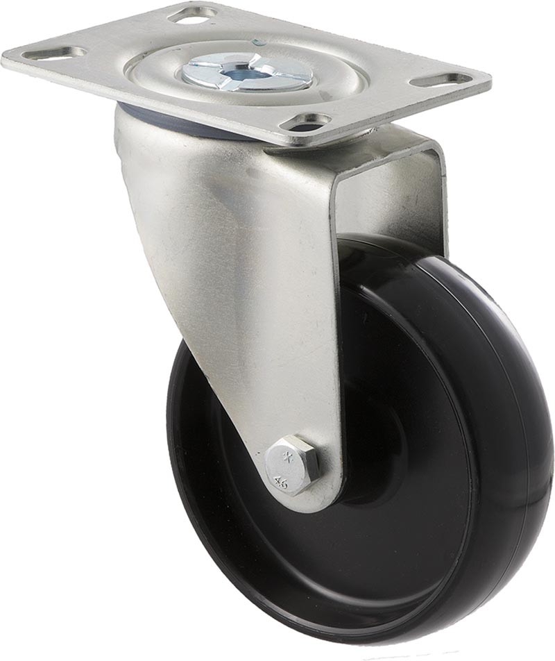 Fallshaw M Series Medium Duty Castor 100mm Black Nylon Swivel Plate 150kg