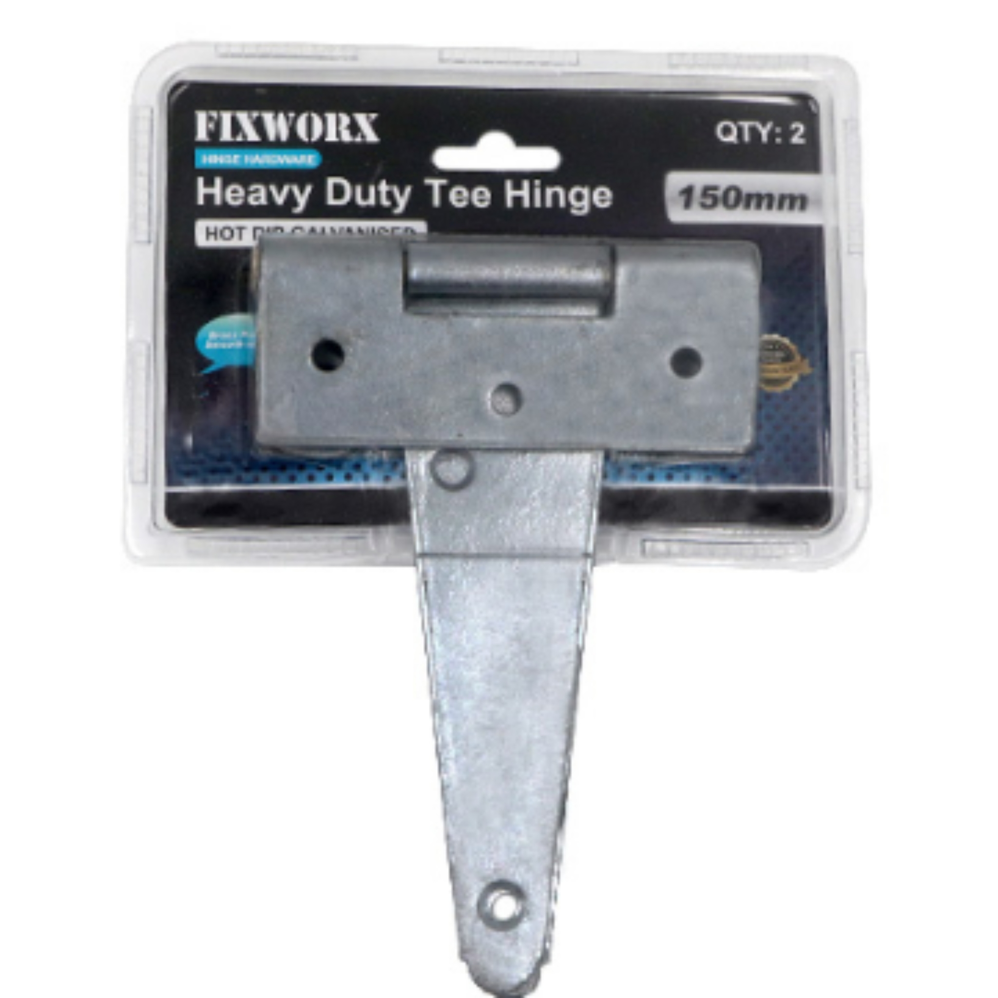 Fixworx Tee Hinges Standard Brass Pin H/D Galv 6"(150mm) CD2