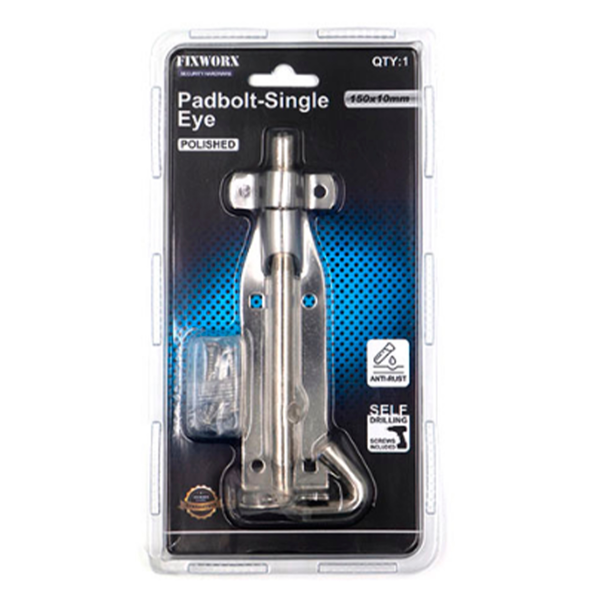 Fixworx Padbolt Single Eye SS Polished 150 x 10mm CD1
