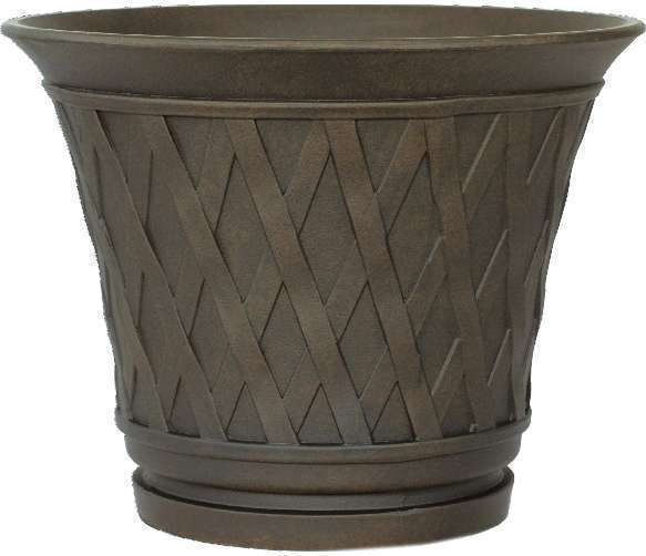 Bellan Lattice Round Planter Empire Brown 40 x 34.5cm