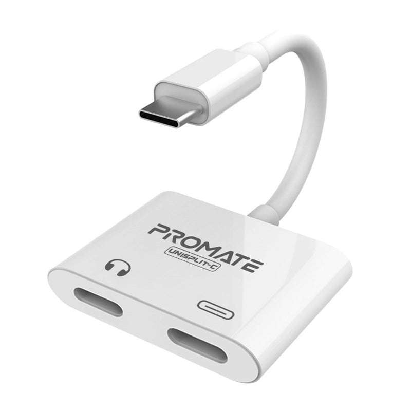 Promate USB-C Port Splitter USB-C Audio Port 5V/3A USB-C Charging Port