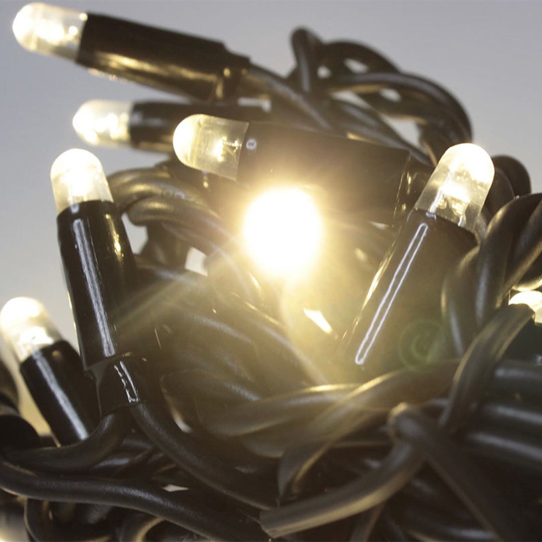 Rubber String Light LED Plug End Warm White 20m IP65