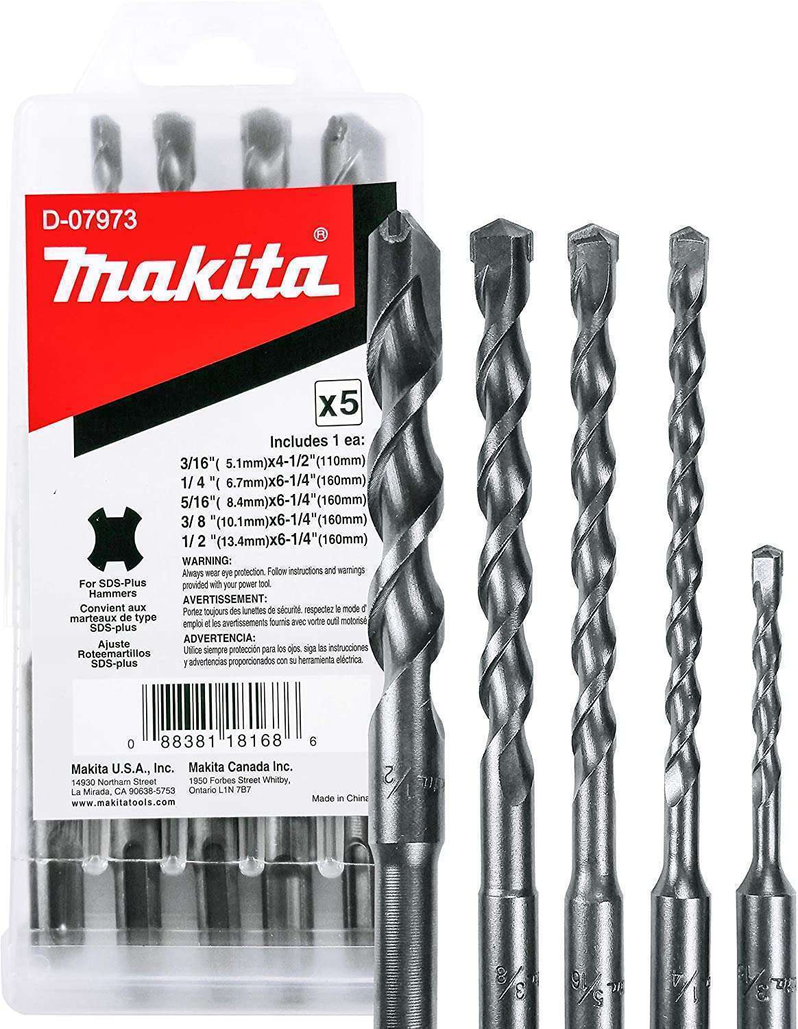 Makita Centre Plus SDS+ Drill Bit Set 5pc