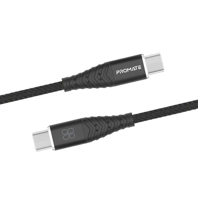 Promate USB-C to USB-C Fabric Braided Cable 1m Black