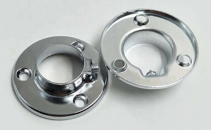 Chrome Pipe Round Flange 19mm 2pc