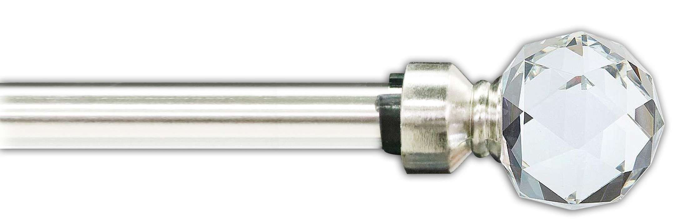 Curtain Rod 1.6-3.1m x 16-19mm Silver Crystal Ball