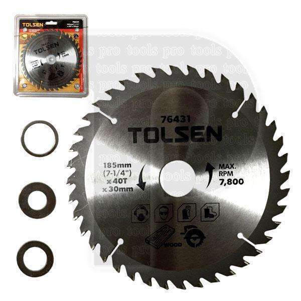 Tolsen Circular Saw Blade Wood Cutting TCT 185mm x 40T Bore 16/20/25.4