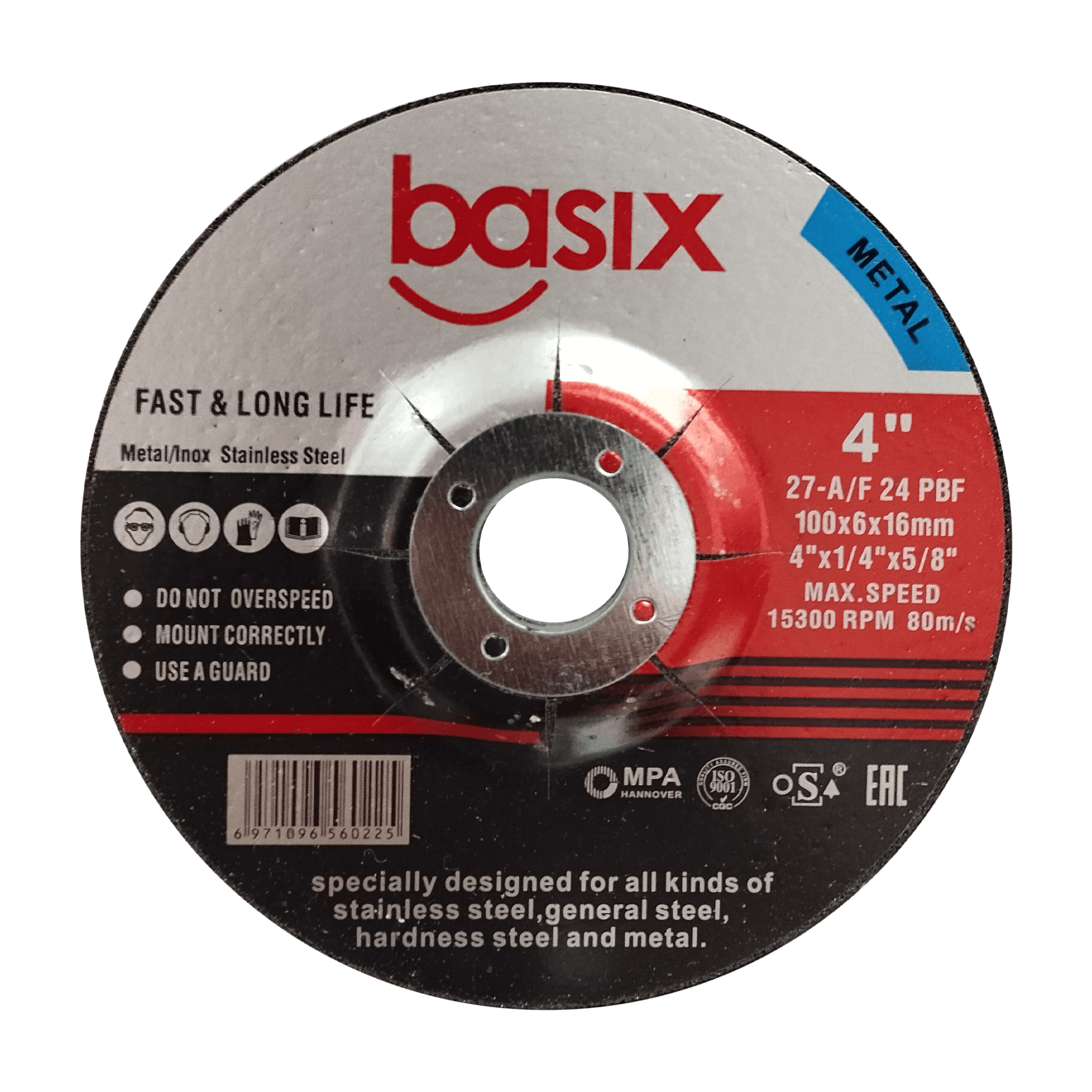 Basix Metal Grinding Disc 100 x 6.0 x 16mm