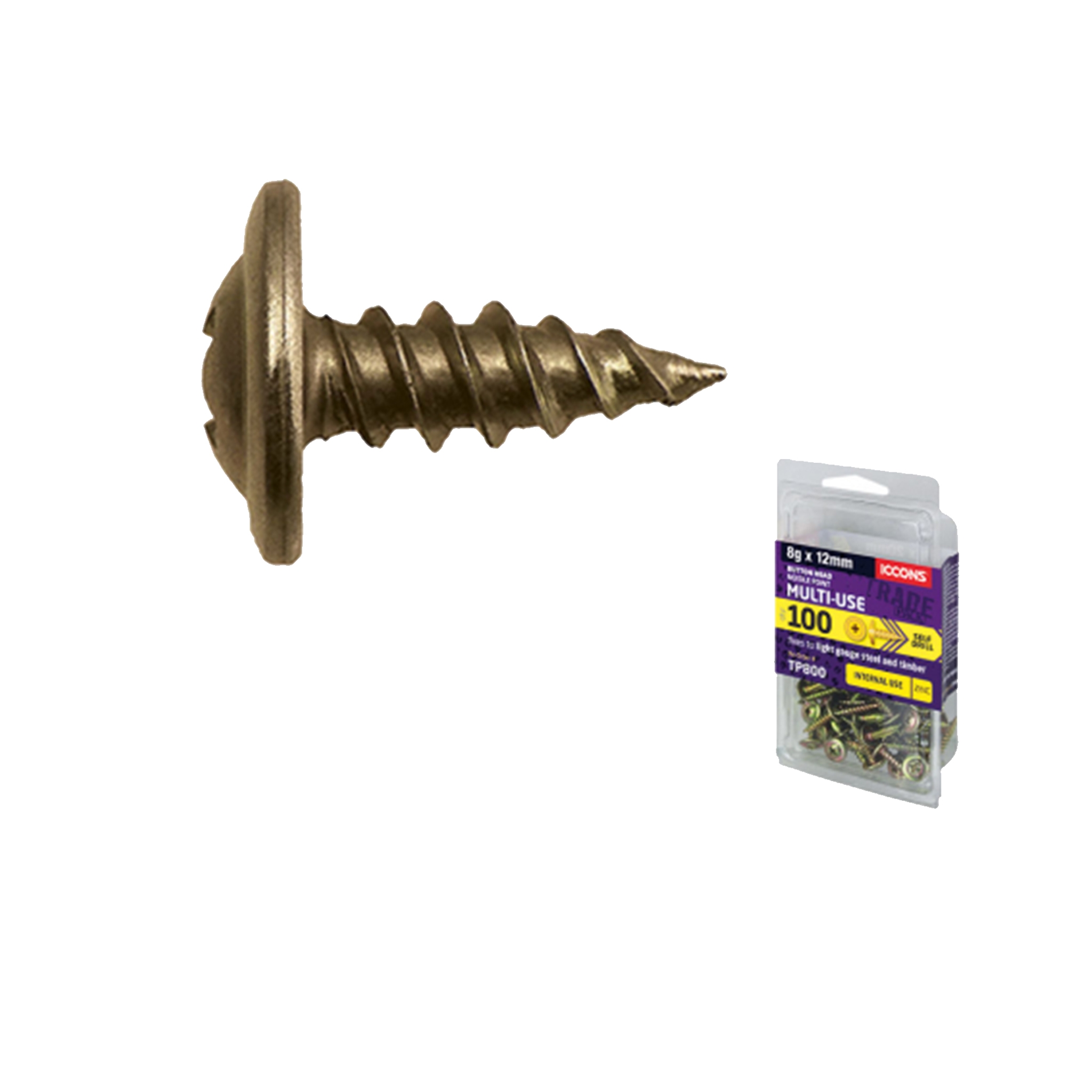 Iccons 808 Gypboard Screw Needle Bugle 8G x 32mm (100pk)