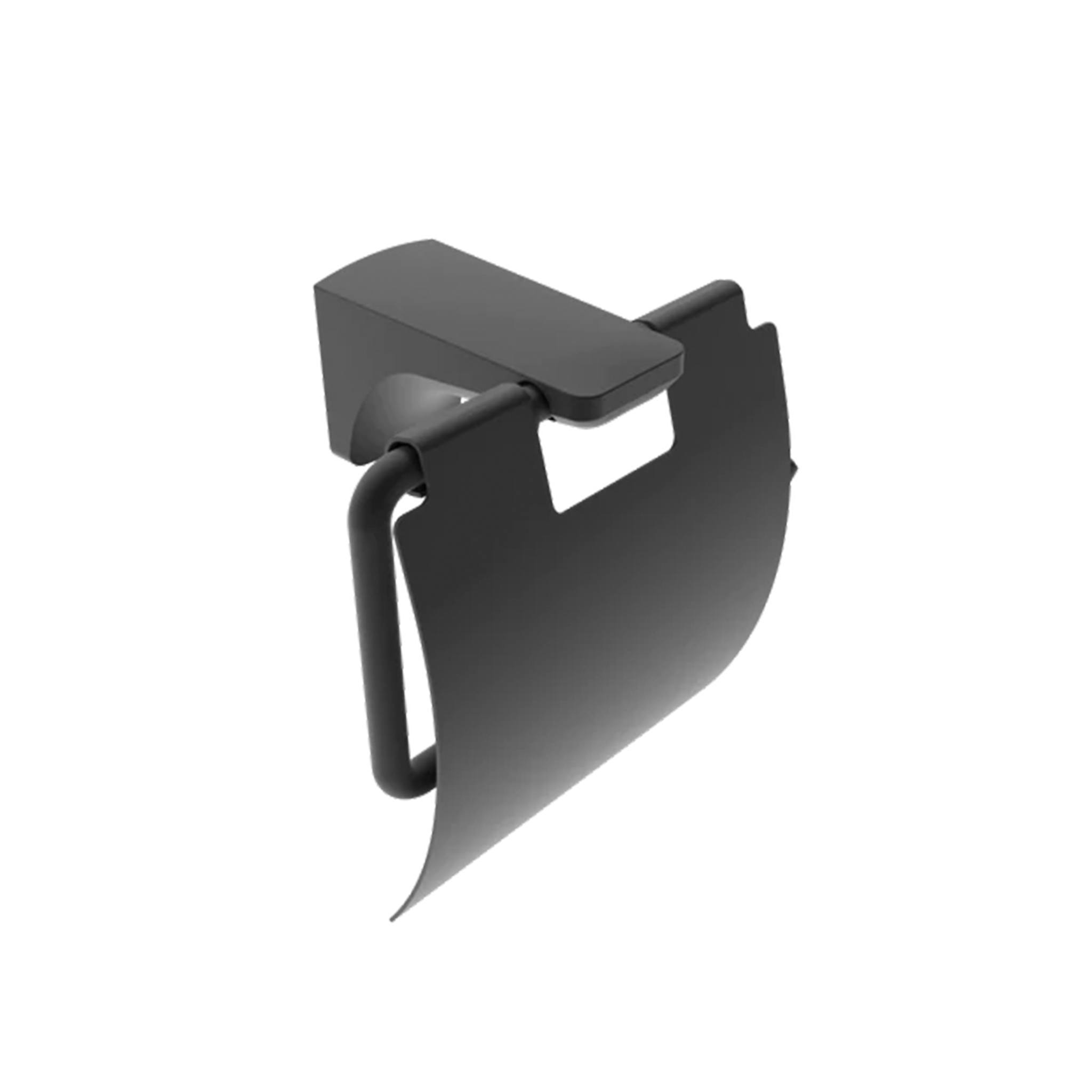 Venus II Toilet Paper Holder with Cover Matt Black 133 x 118mm