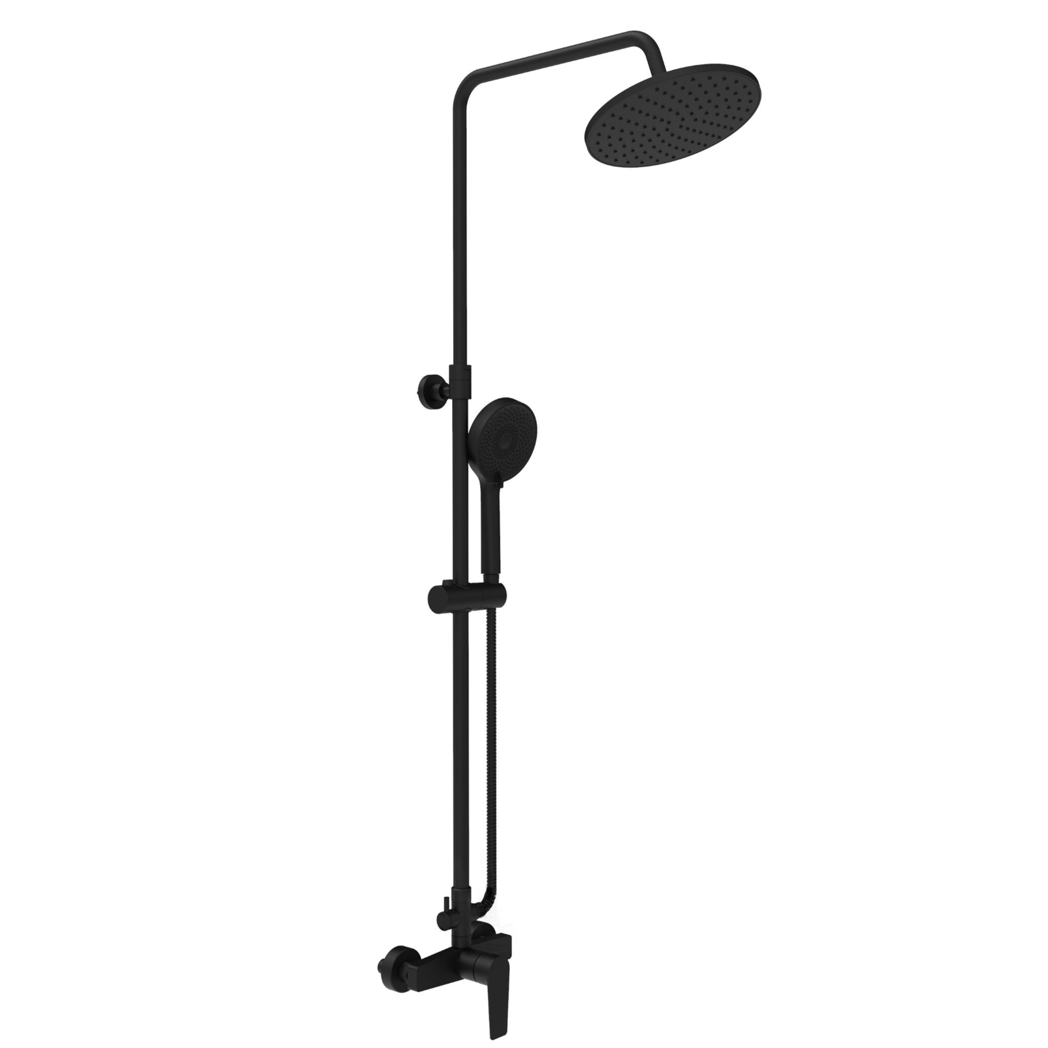 Neptune II Full Rail Shower Set with Exposed Shower Mixer Matt Black 876mm