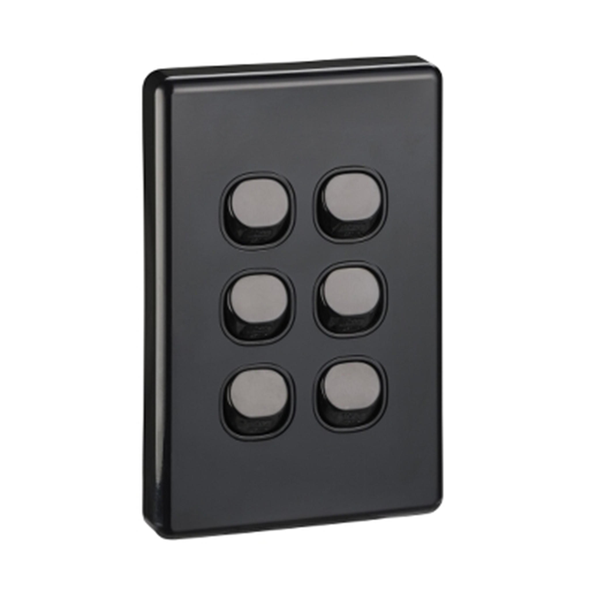 Classic 6 Gang Switch 10A Matt Black