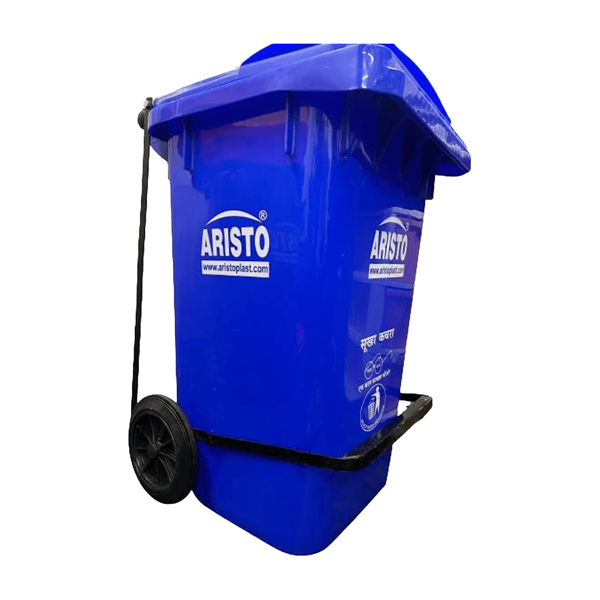 Aristo Waste Bin with Wheels Pedals 240L Blue