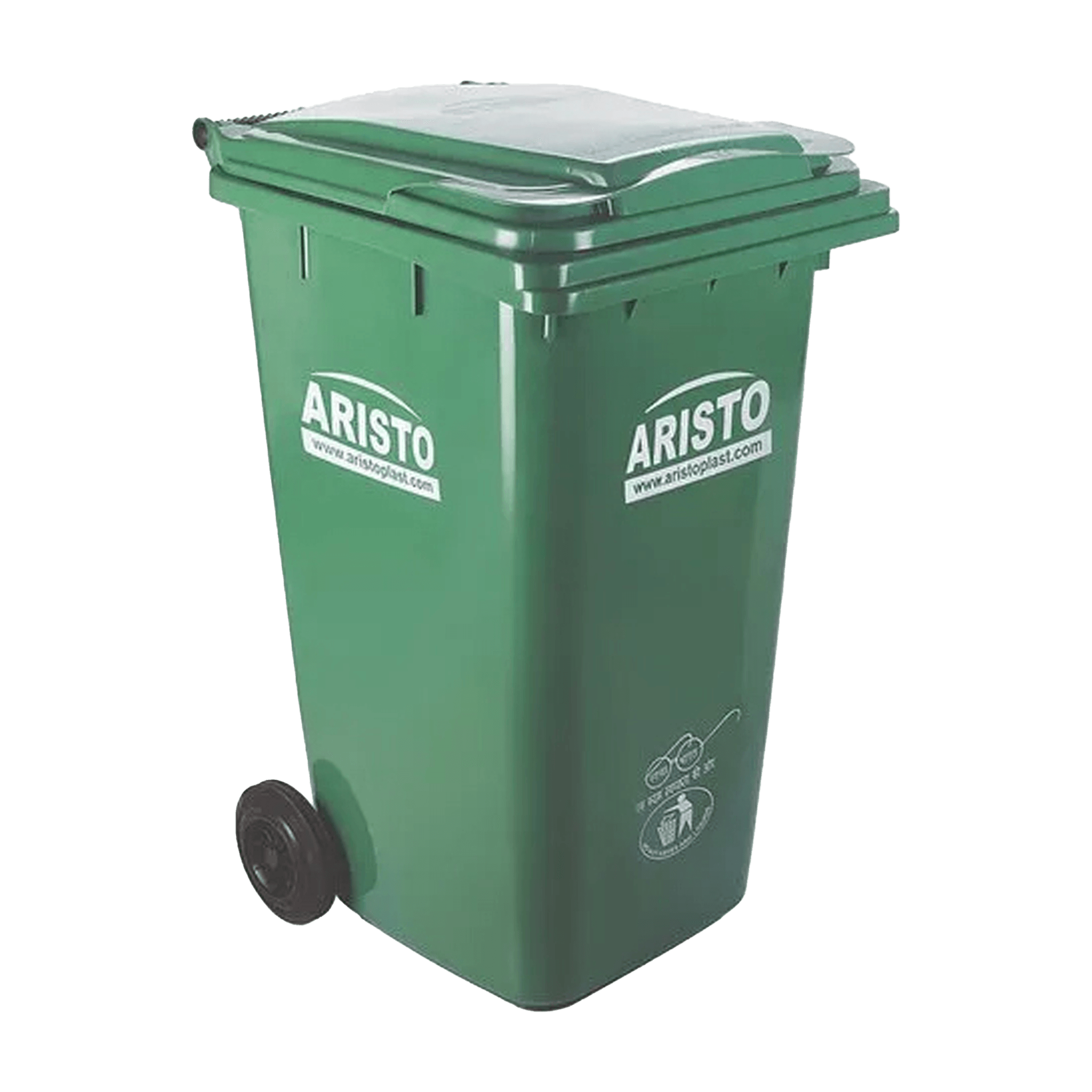 Aristo Waste Bin with Wheels Pedal 65L Green