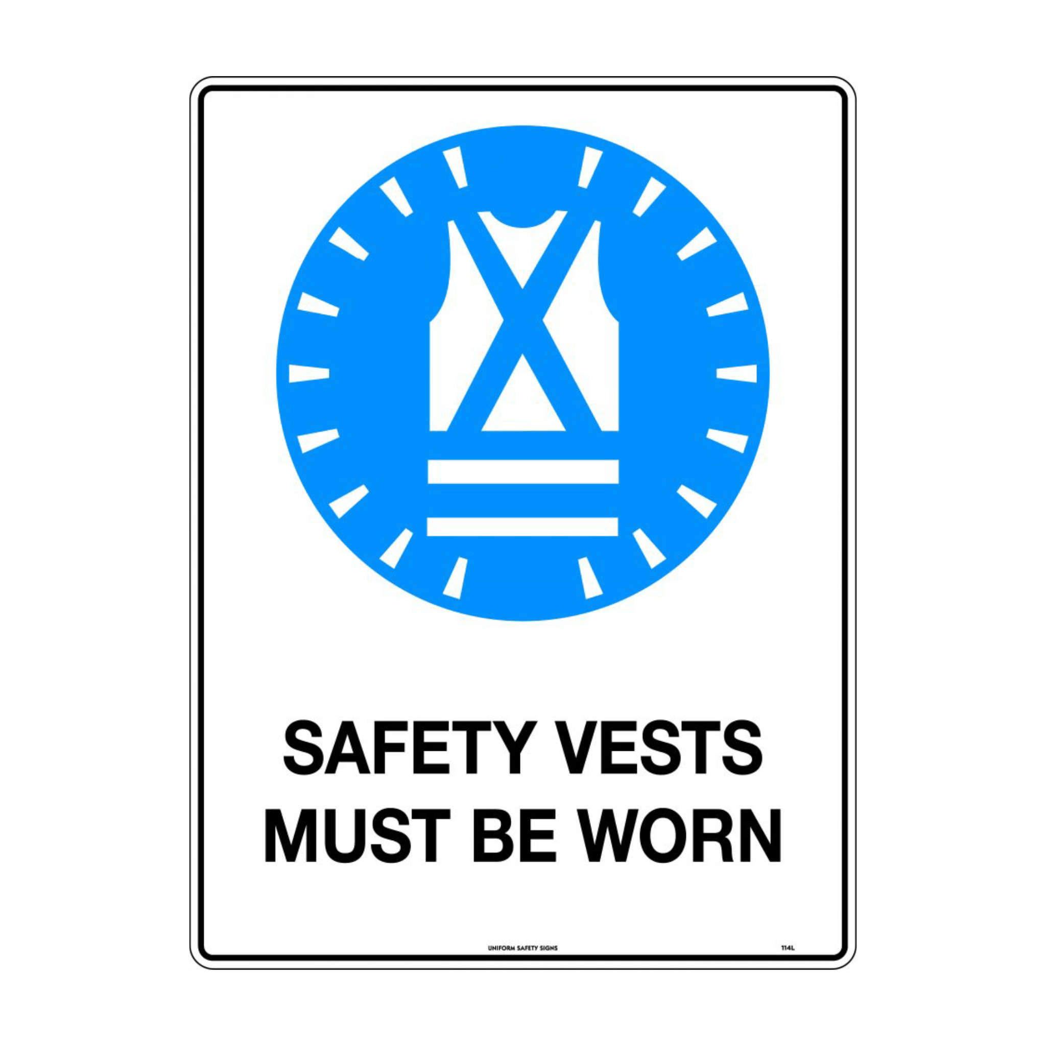 Wotect Safety Sign PP Corflute "Safety Vest Required" 400 x 600mm