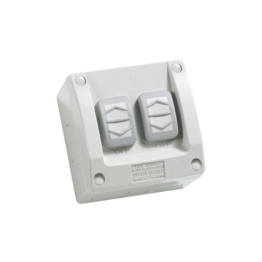Hepol 2 Gang Weatherproof Switch 16A