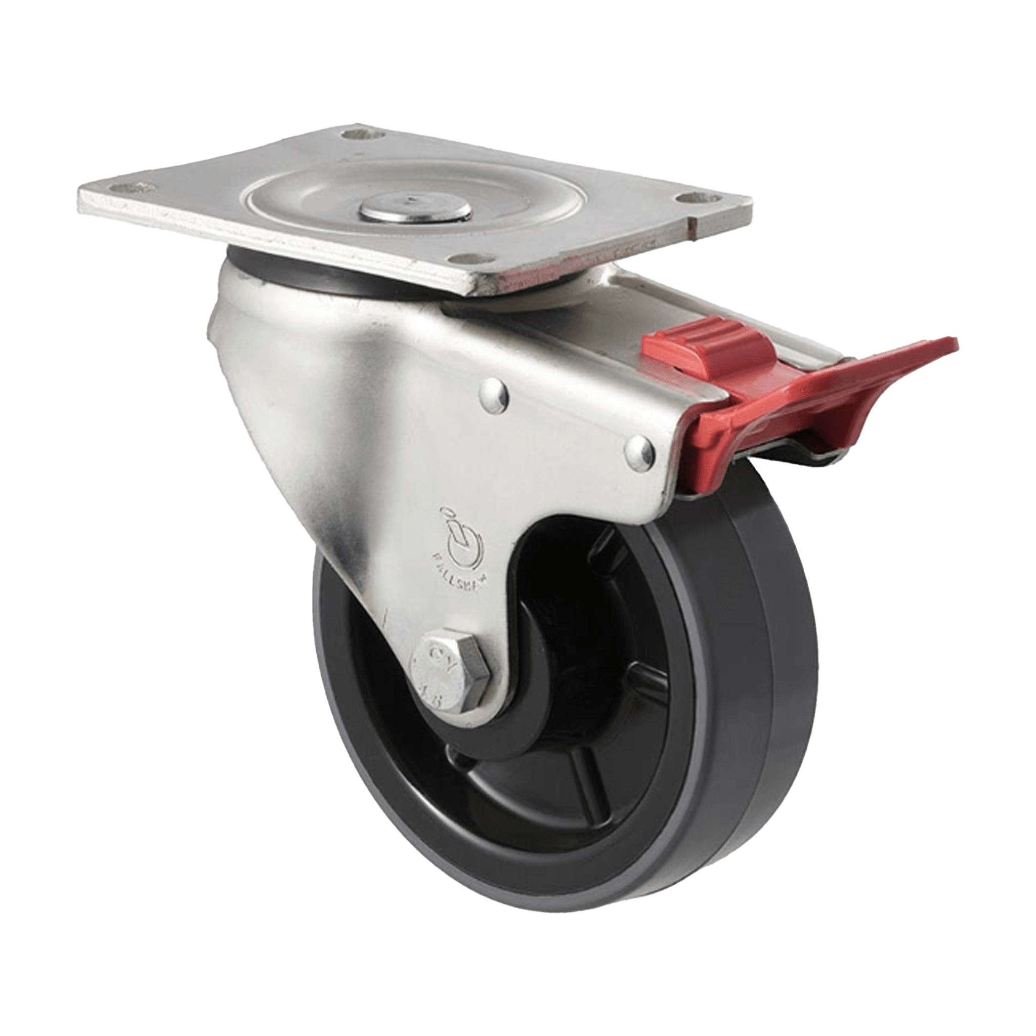 Fallshaw O Series Heavy Duty Castor 125mm PU Roller Bearing Swivel Plate w/Brake 400kg