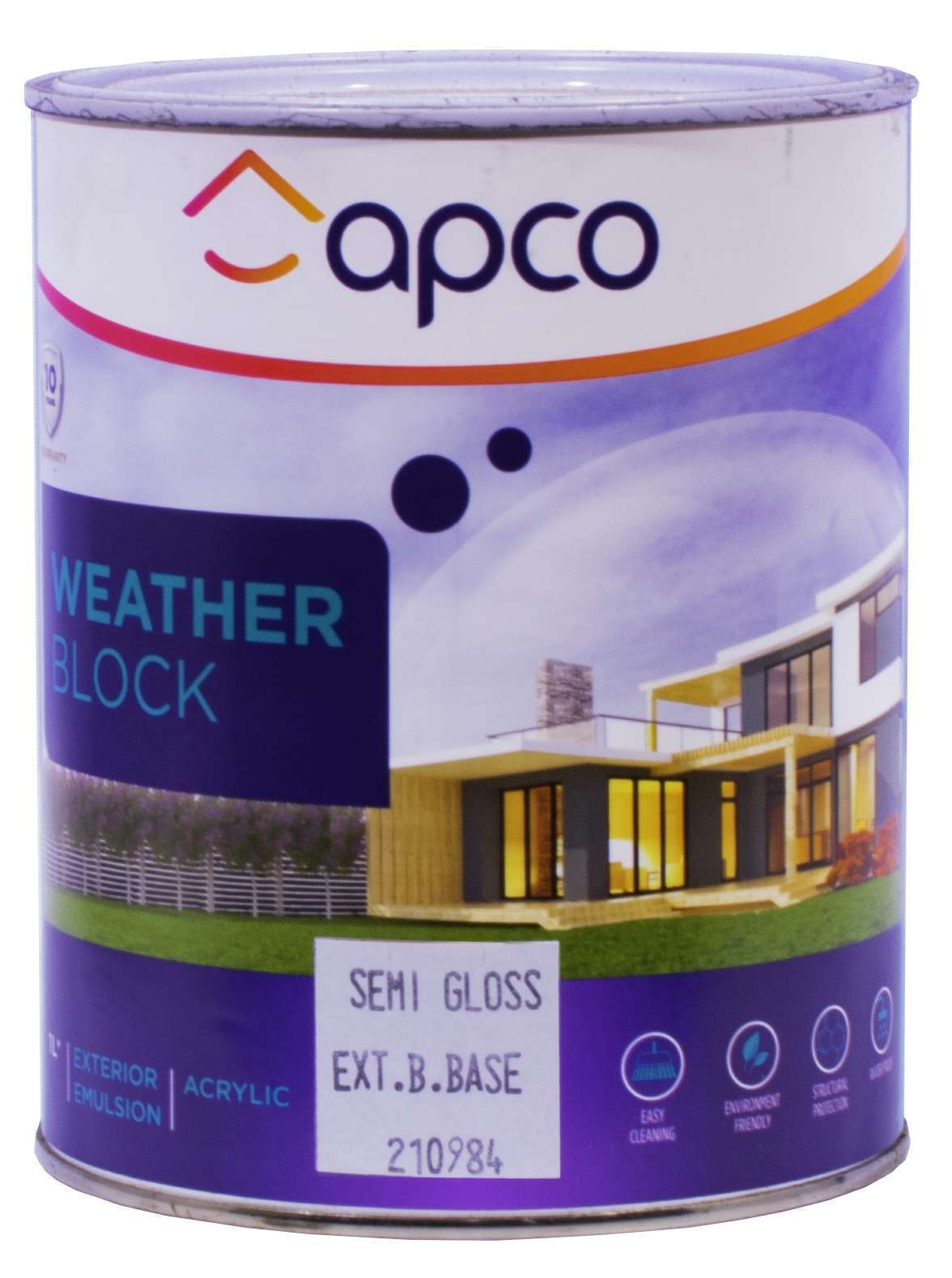 Apco Weatherblock Semi Gloss Acrylic Extra Bright Base 1L