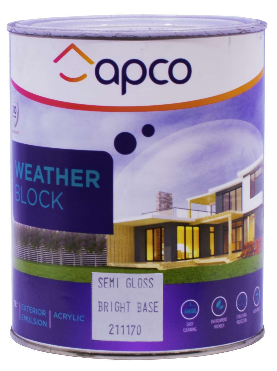 Apco Weatherblock Semi Gloss Acrylic Bright Base 1L