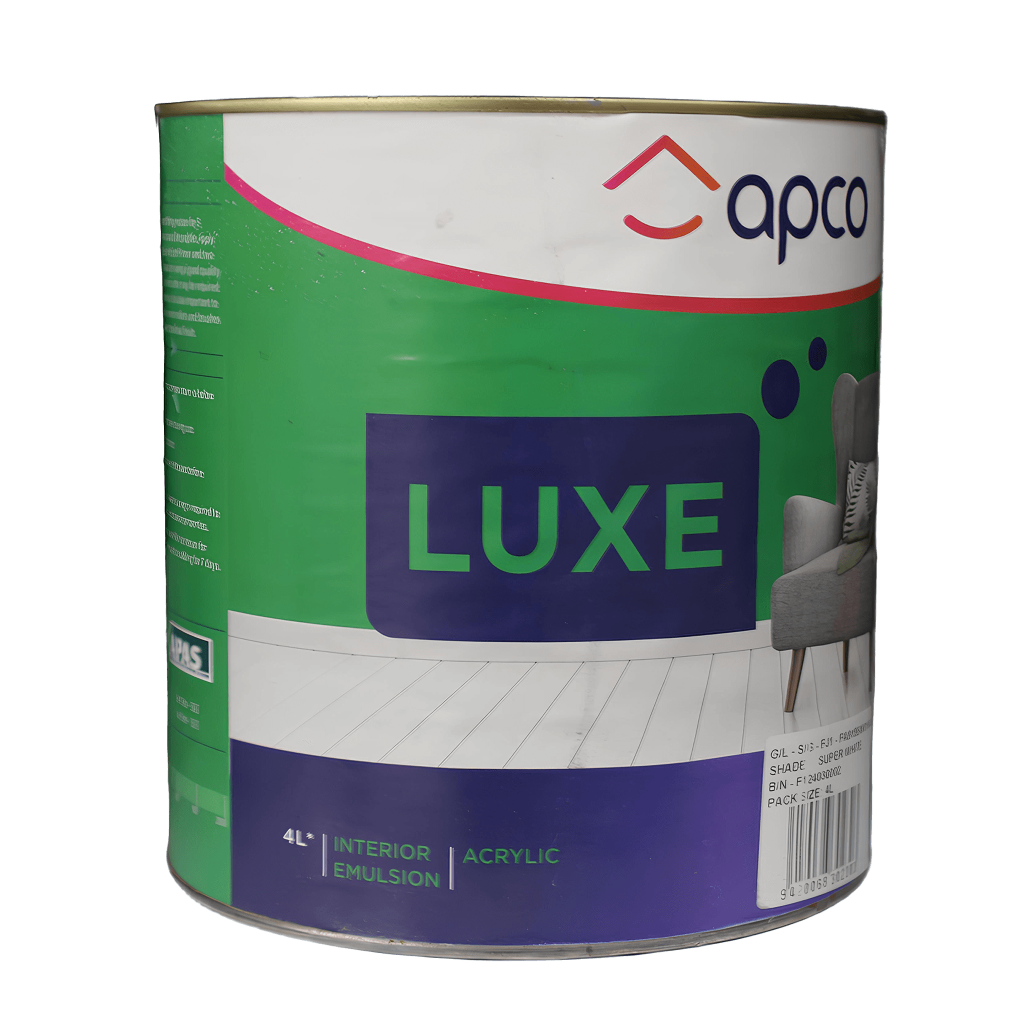 Apco Luxe Semi Gloss Acrylic White 4L