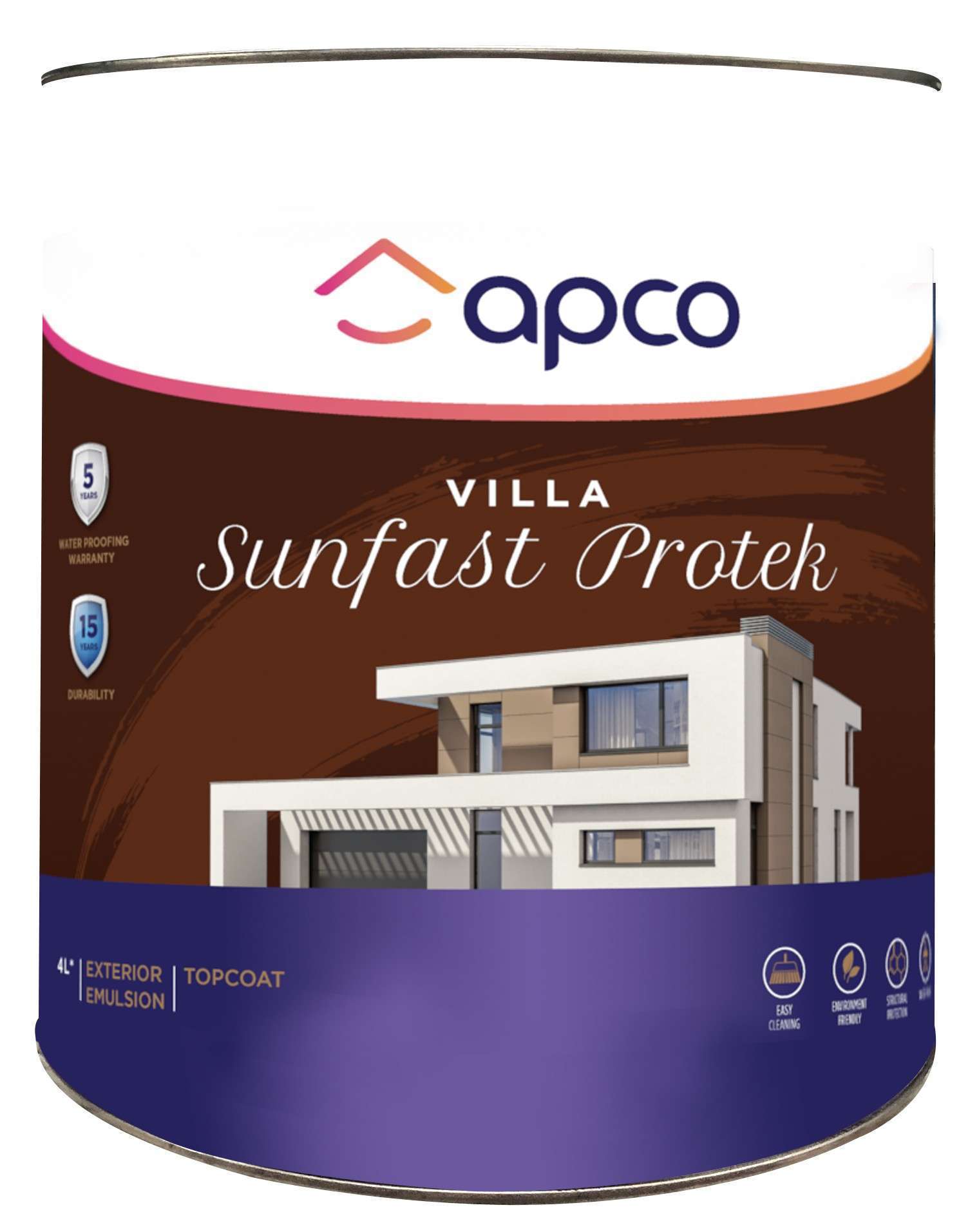 Apco Villa Sunfast Protek Top Coat Semi Gloss Acrylic White 4L