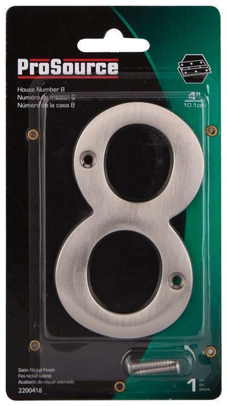 ProSource House Numbers 4" 8 Satin Nickle