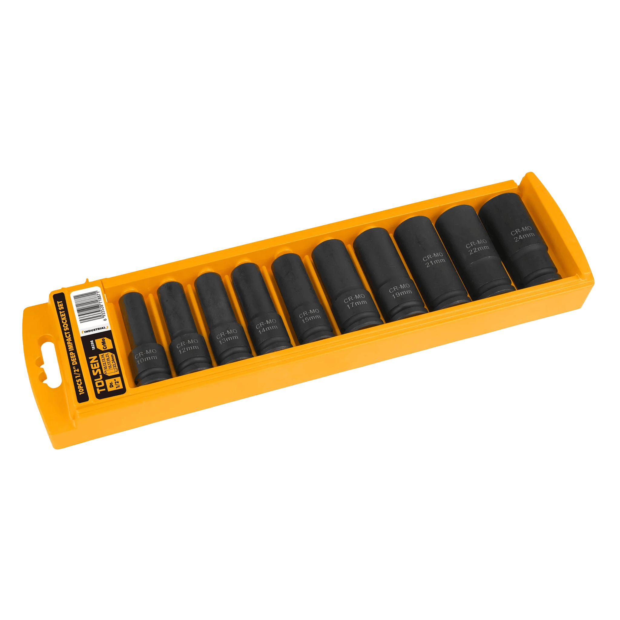Tolsen Industrial Impact Socket Set Deep Drive 1/2" 10pcs