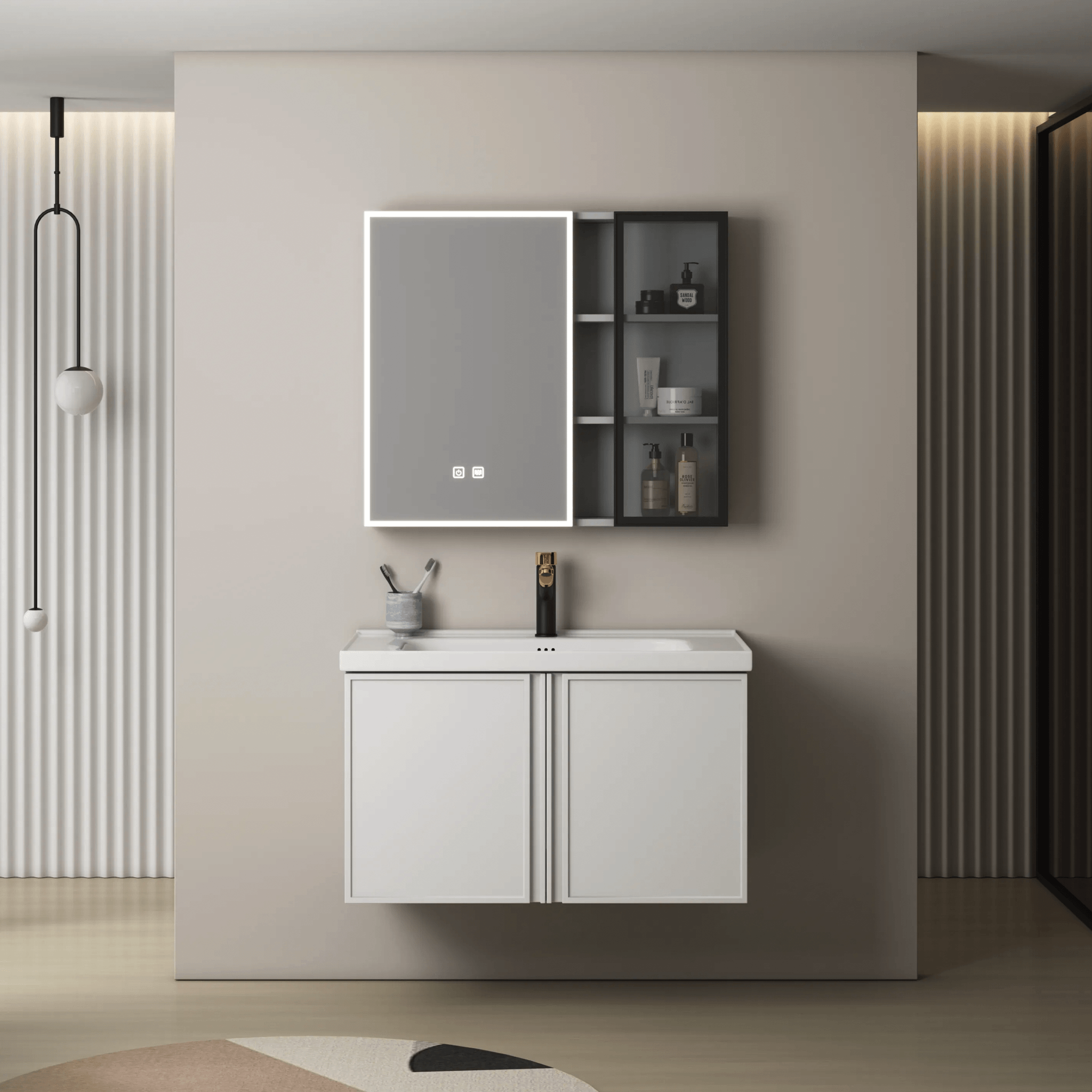 Huli Ply Cabinet with Mirror 800 x 750 x 490mm