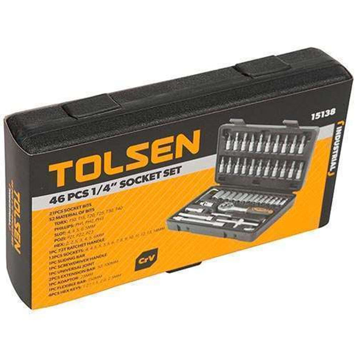 Tolsen Socket Set 46pc 1/4" DR Industrial