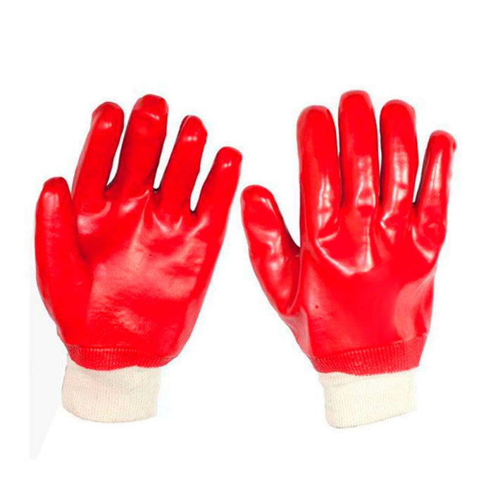 Hand Gloves Red PVC Dipped Gaunlet 10.5"