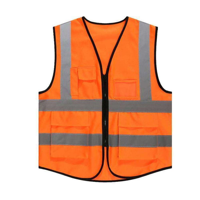 Safety Reflective Vest Zip & 2 Pockets Orange Medium — Vinod Patel ...