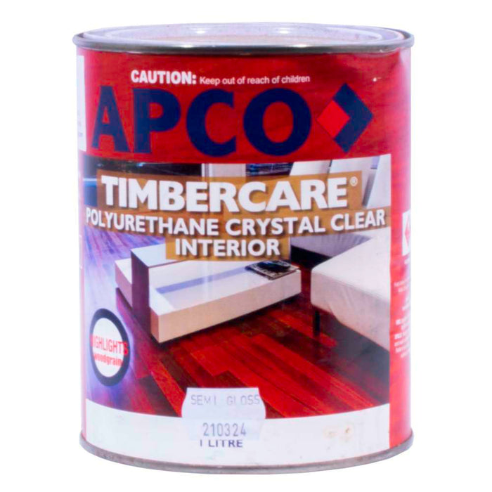 Apco Touchwood Varnish Semi Gloss Polyurethane Clear 1L