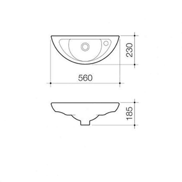 Caroma Compact Wall Basin 560 x 230mm 1TH White