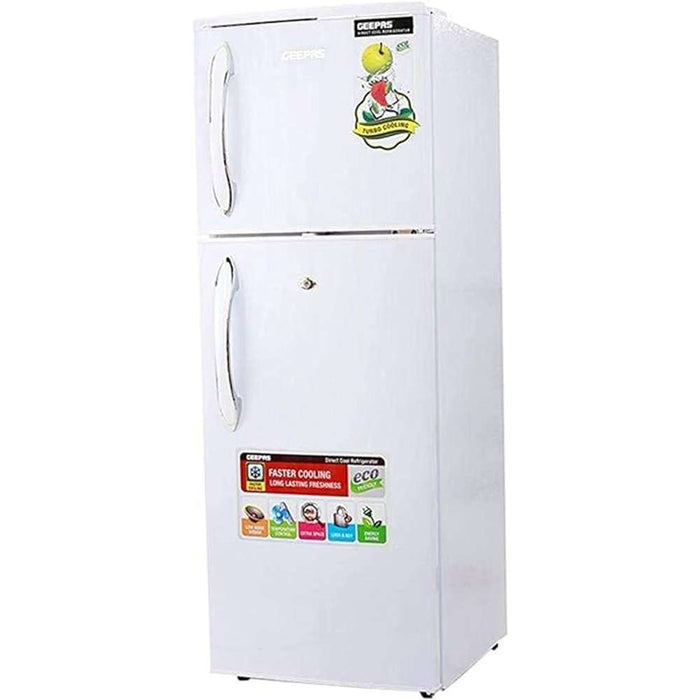 Geepas Top Mount Fridge 2 Door 202L White