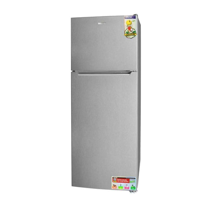 Geepas Top Mount Fridge 2 Door 410L Silver