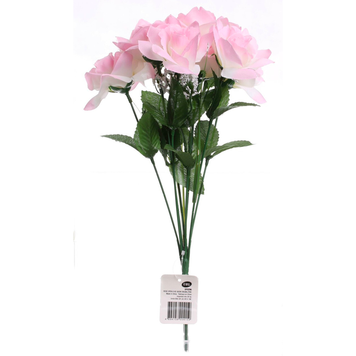 UBL Rose Open 8 HD Cream & Pink 38cm Flowers