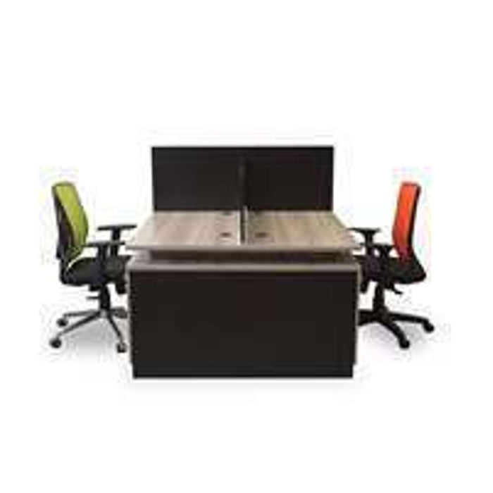 Euro 2 Way Workstation Partition & Fixed Pedestal Cherry