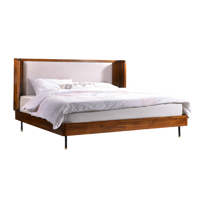 Inception Queen Bed L2030 x W1530mm Dark Walnut & Black